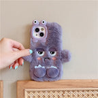 3D Cute Cartoon Funny Phone Cases for Iphone 17 16 15 14 13 12 11 Pro Max Warm Winter Fluffy Plush Soft Bumper Protection Cover